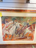 Full view of framed Afghan Horseman acrylic painting