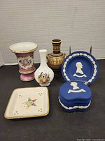 Group view of all six ceramic pieces