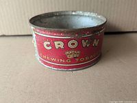 Front view showing Crown Chewing Tobacco graphics