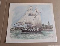 Overall view of Ben Babelowsky Black Jack print showing ship and Kingston skyline