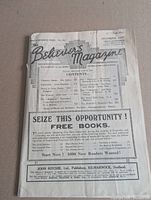 Front cover of Believer's Magazine December 1937 showing title, contents list and publisher details