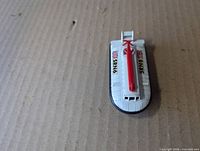 Top three-quarter view of SRN6 hovercraft showing decals and red engine arm