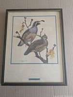 Full view of framed California Quail print