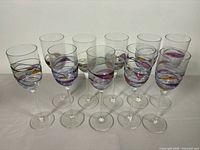 Group of ten stemware glasses front view