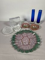 Group shot of all eight glass items
