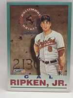 Front of the 1992 Fleer Cal Ripken Jr. card showing illustration and team logo