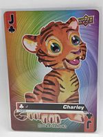 Front of card showing Charley tiger illustration, rank J, suit clubs, Upper Deck logo