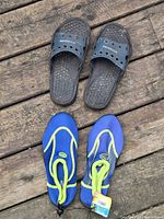 Top view of both footwear pairs
