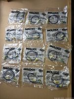 All 12 sealed earplug packages laid out