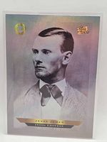 Front of Jesse James trading card with rainbow foil background