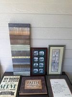 All six wall art pieces arranged together for size and style reference