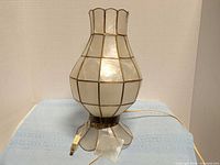 Front view of entire capiz shell lamp showing shape and overall appearance