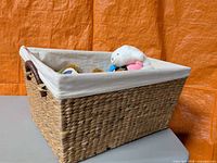 Basket front view showing wicker weave and liner