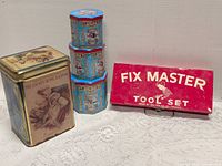 Group shot of all five tins