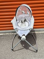 Full view of Fisher-Price bouncer rocker showing metal frame, mesh canopy, overall color and structure