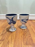 Two stoneware goblets front view