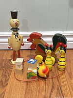 group shot of all wooden toys and blocks