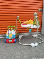 Full view of VTech walker and baby jumper together