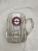 Front view of A&W glass mug showing logo and shape
