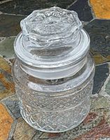 Jar with lid showing diamond pattern