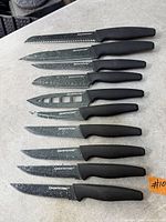 Top-down view of all ten GraniteStone knives showing blade styles and handles