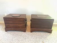 Front view of both wooden chests side by side