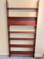 Full view of one bookshelf showing overall design and shelf count