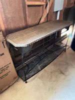 Full view of console table against wall