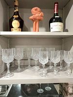 Shelf view showing all 12 crystal wine glasses
