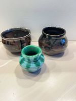 All three ceramic pieces grouped together
