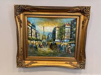 Front view of framed oil painting