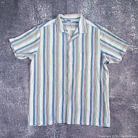 Front view of Boulevard Club striped shirt