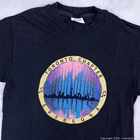 Close-up of chest graphic showing Toronto Chapter Northern Lights design