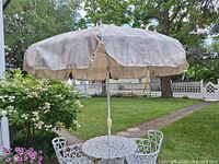 Patio umbrella full view over garden table