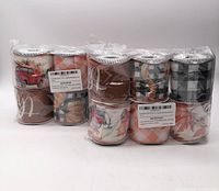 Front view of two shrink-wrapped packs showing 12 ribbon rolls