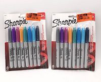 Front view of two sealed 8-count Sharpie Fine Point marker packs