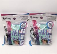 Front view of two sealed Disney Princess 2-lb weighted sand bags in packaging