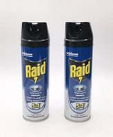 Front view of both Raid aerosol cans