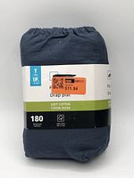Front of packaged Mainstays twin flat sheet showing label details