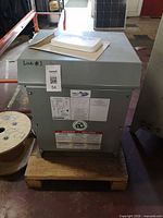 Full view of Delta transformer on pallet
