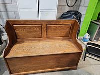 front view of oak bench closed