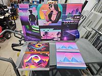 All five canvas prints on cart showing sizes and designs