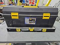 Front of toolbox with level beneath