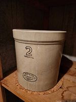 Front view showing Medalta Potteries Ltd. mark and 2 Imperial stamp
