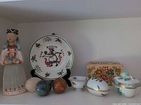Shelf view showing all decorative items together