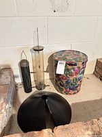 Overview showing both feeders, baffle, and seed tin