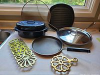Group shot showing all cookware and trivets