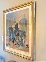 Framed coloured engraving entire view