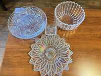 All four glass pieces grouped on table
