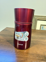 Front view of Supor red vacuum food jar